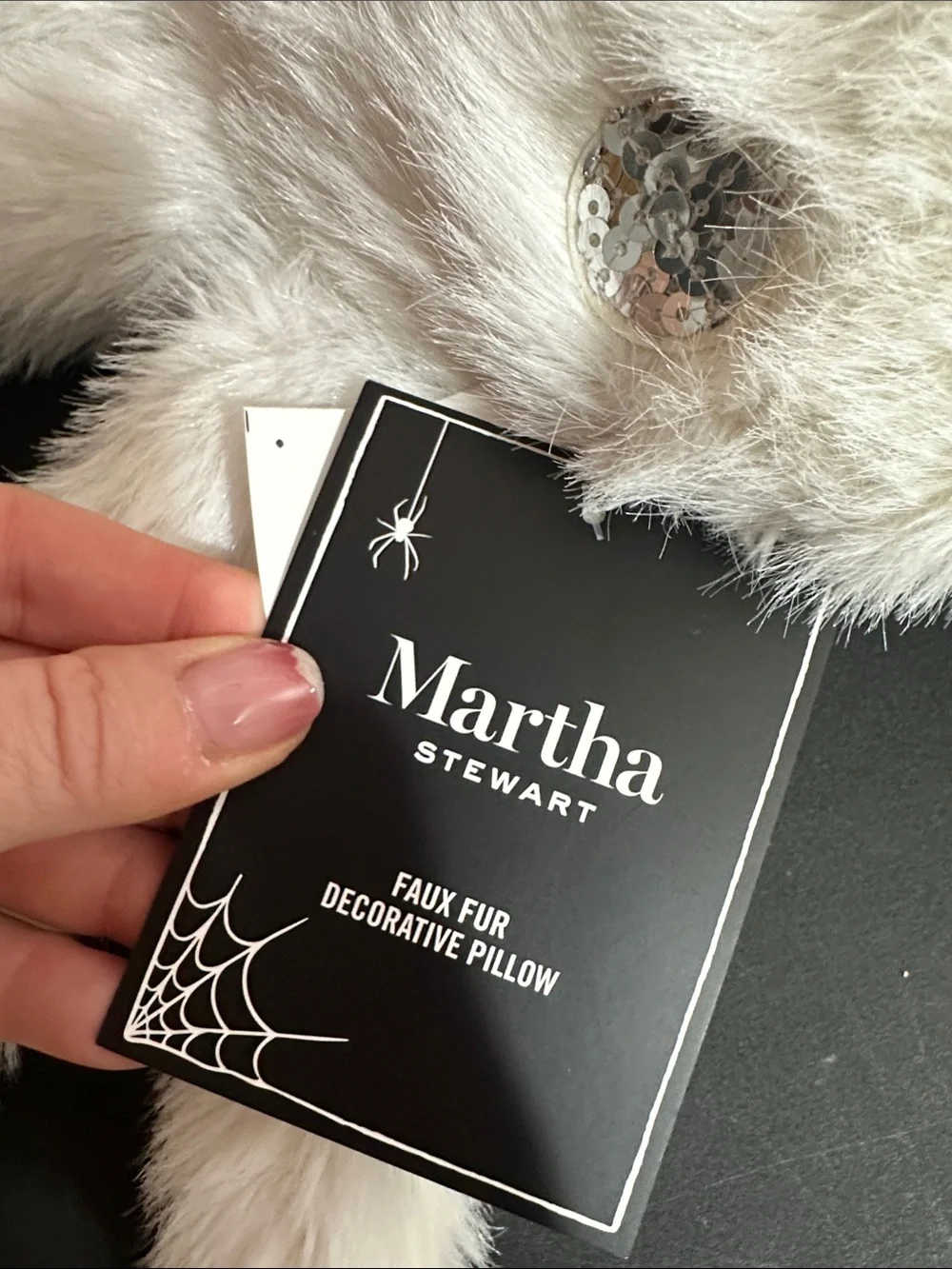 Martha Stewart Halloween faux fur spider 🕷️ pillow